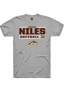 Analeez Niles  Western Michigan Broncos Grey Rally NIL Stacked Box Short Sleeve T Shirt