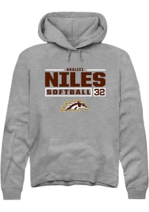 Analeez Niles  Rally Western Michigan Broncos Mens Grey NIL Stacked Box Long Sleeve Hoodie