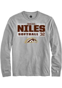 Analeez Niles  Western Michigan Broncos Grey Rally NIL Stacked Box Long Sleeve T Shirt