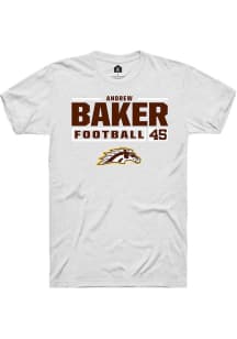 Andrew Baker  Western Michigan Broncos White Rally Football NIL Stacked Box Short Sleeve T Shirt