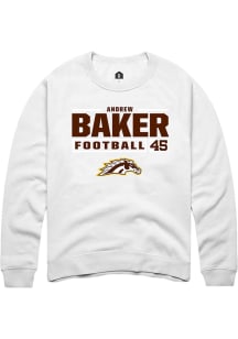 Andrew Baker  Rally Western Michigan Broncos Mens White Football NIL Stacked Box Long Sleeve Crew..