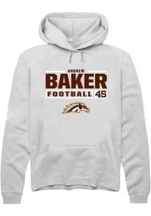 Andrew Baker  Rally Western Michigan Broncos Mens White Football NIL Stacked Box Long Sleeve Hoodi..