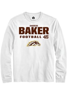 Andrew Baker  Western Michigan Broncos White Rally Football NIL Stacked Box Long Sleeve T Shirt