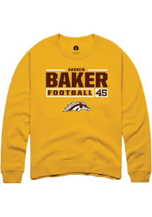Andrew Baker  Rally Western Michigan Broncos Mens Gold Football NIL Stacked Box Long Sleeve Crew S..