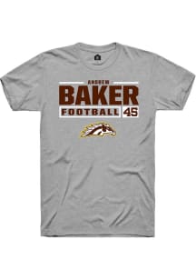 Andrew Baker  Western Michigan Broncos Grey Rally Football NIL Stacked Box Short Sleeve T Shirt