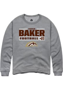 Andrew Baker  Rally Western Michigan Broncos Mens Grey Football NIL Stacked Box Long Sleeve Crew S..