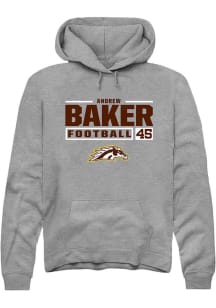 Andrew Baker  Rally Western Michigan Broncos Mens Grey Football NIL Stacked Box Long Sleeve Hoodie