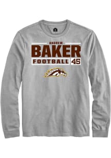 Andrew Baker  Western Michigan Broncos Grey Rally Football NIL Stacked Box Long Sleeve T Shirt