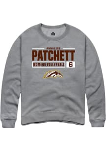 Annalise Patchett  Rally Western Michigan Broncos Mens Grey NIL Stacked Box Long Sleeve Crew Sweat..