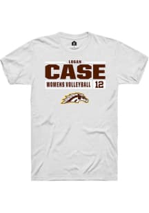 Logan Case  Western Michigan Broncos White Rally NIL Stacked Box Short Sleeve T Shirt
