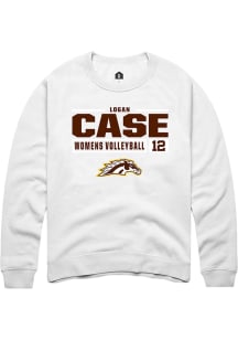 Logan Case  Rally Western Michigan Broncos Mens White NIL Stacked Box Long Sleeve Crew Sweatshirt
