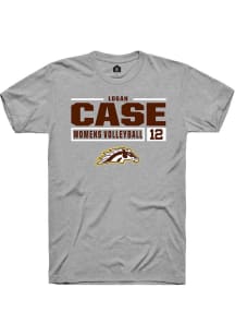 Logan Case  Western Michigan Broncos Grey Rally NIL Stacked Box Short Sleeve T Shirt