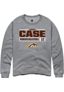 Logan Case  Rally Western Michigan Broncos Mens Grey NIL Stacked Box Long Sleeve Crew Sweatshirt