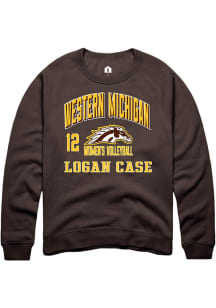 Logan Case  Rally Western Michigan Broncos Mens Brown NIL Arch Logo Long Sleeve Crew Sweatshirt