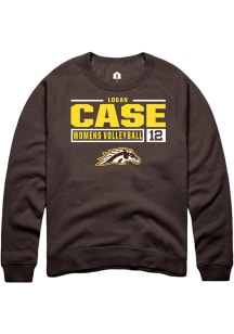 Logan Case  Rally Western Michigan Broncos Mens Brown NIL Stacked Box Long Sleeve Crew Sweatshirt