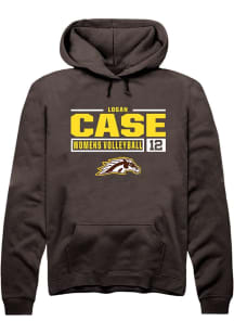 Logan Case  Rally Western Michigan Broncos Mens Brown NIL Stacked Box Long Sleeve Hoodie