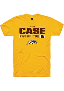 Logan Case  Western Michigan Broncos Gold Rally NIL Stacked Box Short Sleeve T Shirt