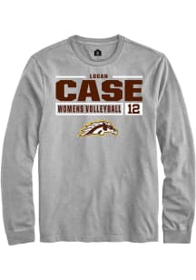 Logan Case  Western Michigan Broncos Grey Rally NIL Stacked Box Long Sleeve T Shirt