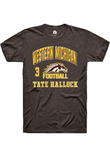 Tate Hallock  Western Michigan Broncos Brown Rally Football NIL Arch Logo Short Sleeve T Shirt