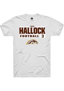 Tate Hallock  Western Michigan Broncos White Rally Football NIL Stacked Box Short Sleeve T Shirt