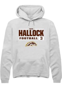 Tate Hallock  Rally Western Michigan Broncos Mens White Football NIL Stacked Box Long Sleeve Hoodi..