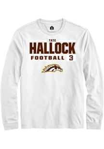 Tate Hallock  Western Michigan Broncos White Rally Football NIL Stacked Box Long Sleeve T Shirt