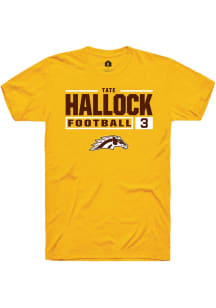 Tate Hallock  Western Michigan Broncos Gold Rally Football NIL Stacked Box Short Sleeve T Shirt