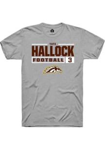 Tate Hallock  Western Michigan Broncos Grey Rally Football NIL Stacked Box Short Sleeve T Shirt