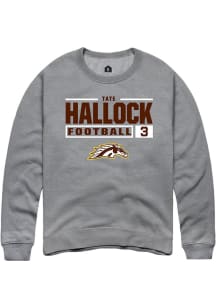 Tate Hallock  Rally Western Michigan Broncos Mens Grey Football NIL Stacked Box Long Sleeve Crew S..