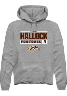 Tate Hallock  Rally Western Michigan Broncos Mens Grey Football NIL Stacked Box Long Sleeve Hoodie