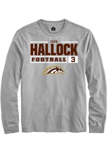 Tate Hallock  Western Michigan Broncos Grey Rally Football NIL Stacked Box Long Sleeve T Shirt