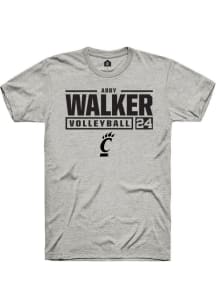 Abby Walker  Cincinnati Bearcats Ash Rally NIL Stacked Box Short Sleeve T Shirt