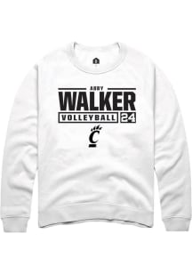 Abby Walker  Rally Cincinnati Bearcats Mens White NIL Stacked Box Long Sleeve Crew Sweatshirt