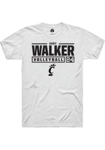 Abby Walker  Cincinnati Bearcats White Rally NIL Stacked Box Short Sleeve T Shirt
