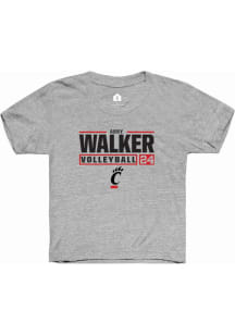 Abby Walker  Rally Cincinnati Bearcats Youth Grey NIL Stacked Box Short Sleeve T-Shirt