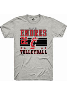 Caroline Endres  Cincinnati Bearcats Ash Rally NIL Striped Short Sleeve T Shirt