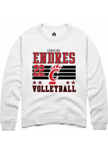 Caroline Endres  Rally Cincinnati Bearcats Mens White NIL Striped Long Sleeve Crew Sweatshirt