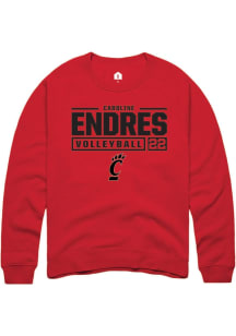 Caroline Endres  Rally Cincinnati Bearcats Mens Red NIL Stacked Box Long Sleeve Crew Sweatshirt