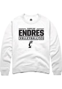 Caroline Endres  Rally Cincinnati Bearcats Mens White NIL Stacked Box Long Sleeve Crew Sweatshirt