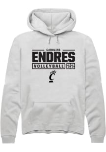 Caroline Endres  Rally Cincinnati Bearcats Mens White NIL Stacked Box Long Sleeve Hoodie