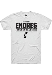 Caroline Endres  Cincinnati Bearcats White Rally NIL Stacked Box Short Sleeve T Shirt