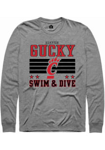 Hampton Gucky  Cincinnati Bearcats Grey Rally NIL Striped Long Sleeve T Shirt