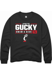 Hampton Gucky  Rally Cincinnati Bearcats Mens Black NIL Stacked Box Long Sleeve Crew Sweatshirt