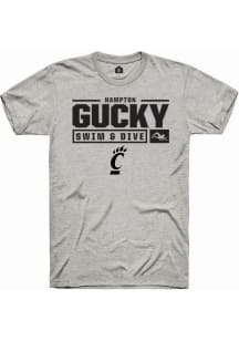 Hampton Gucky  Cincinnati Bearcats Ash Rally NIL Stacked Box Short Sleeve T Shirt