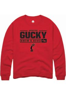 Hampton Gucky  Rally Cincinnati Bearcats Mens Red NIL Stacked Box Long Sleeve Crew Sweatshirt