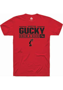 Hampton Gucky  Cincinnati Bearcats Red Rally NIL Stacked Box Short Sleeve T Shirt