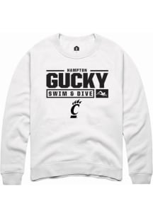 Hampton Gucky  Rally Cincinnati Bearcats Mens White NIL Stacked Box Long Sleeve Crew Sweatshirt