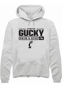 Hampton Gucky  Rally Cincinnati Bearcats Mens White NIL Stacked Box Long Sleeve Hoodie