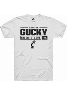 Hampton Gucky  Cincinnati Bearcats White Rally NIL Stacked Box Short Sleeve T Shirt