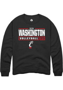 Zeta Washington  Rally Cincinnati Bearcats Mens Black NIL Stacked Box Long Sleeve Crew Sweatshirt